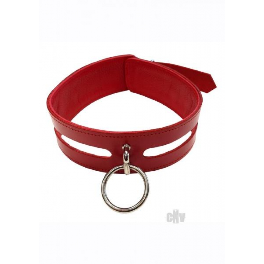 Leather Oring Collar Red - Rouge Garments