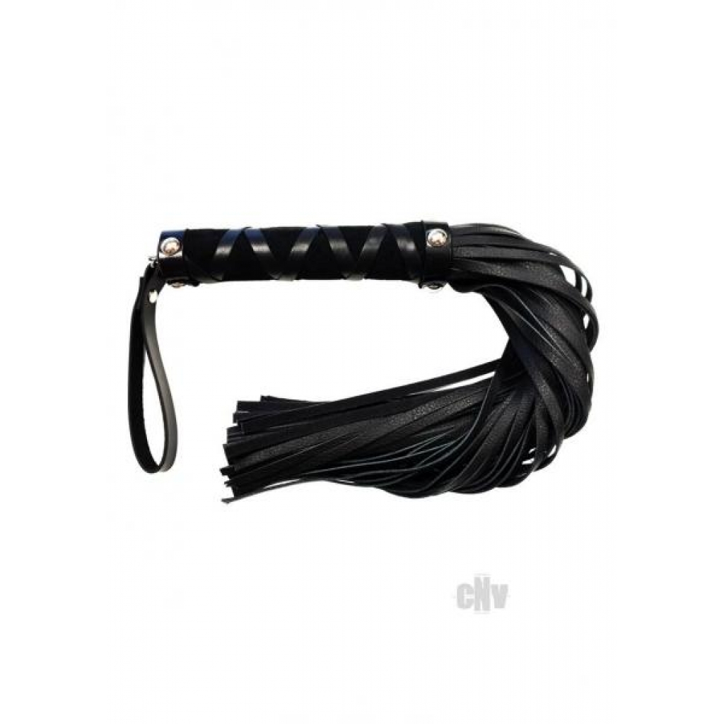 Rouge Short Leather Flogger With Studs Black - Rouge Garments