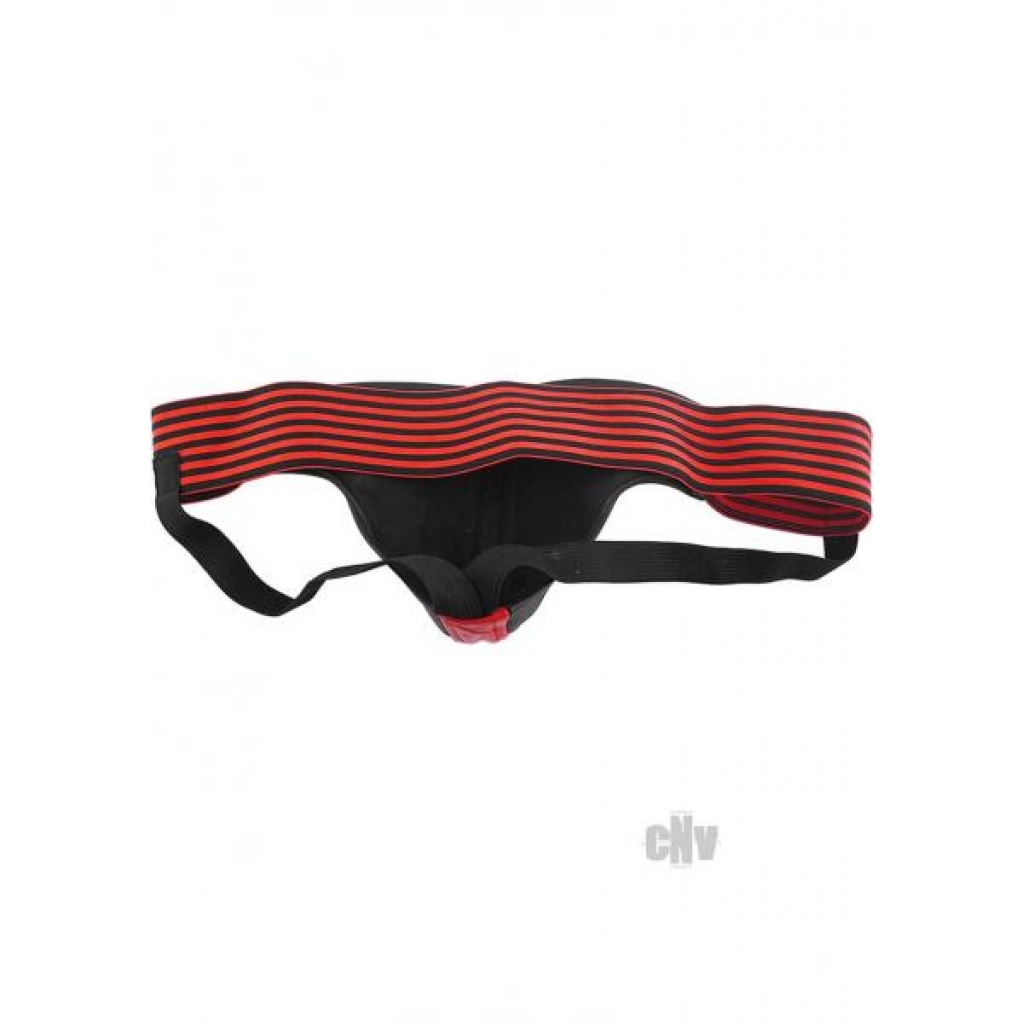 Rouge Leather Jockstrap Stripes Red Black Large - Rouge Garments