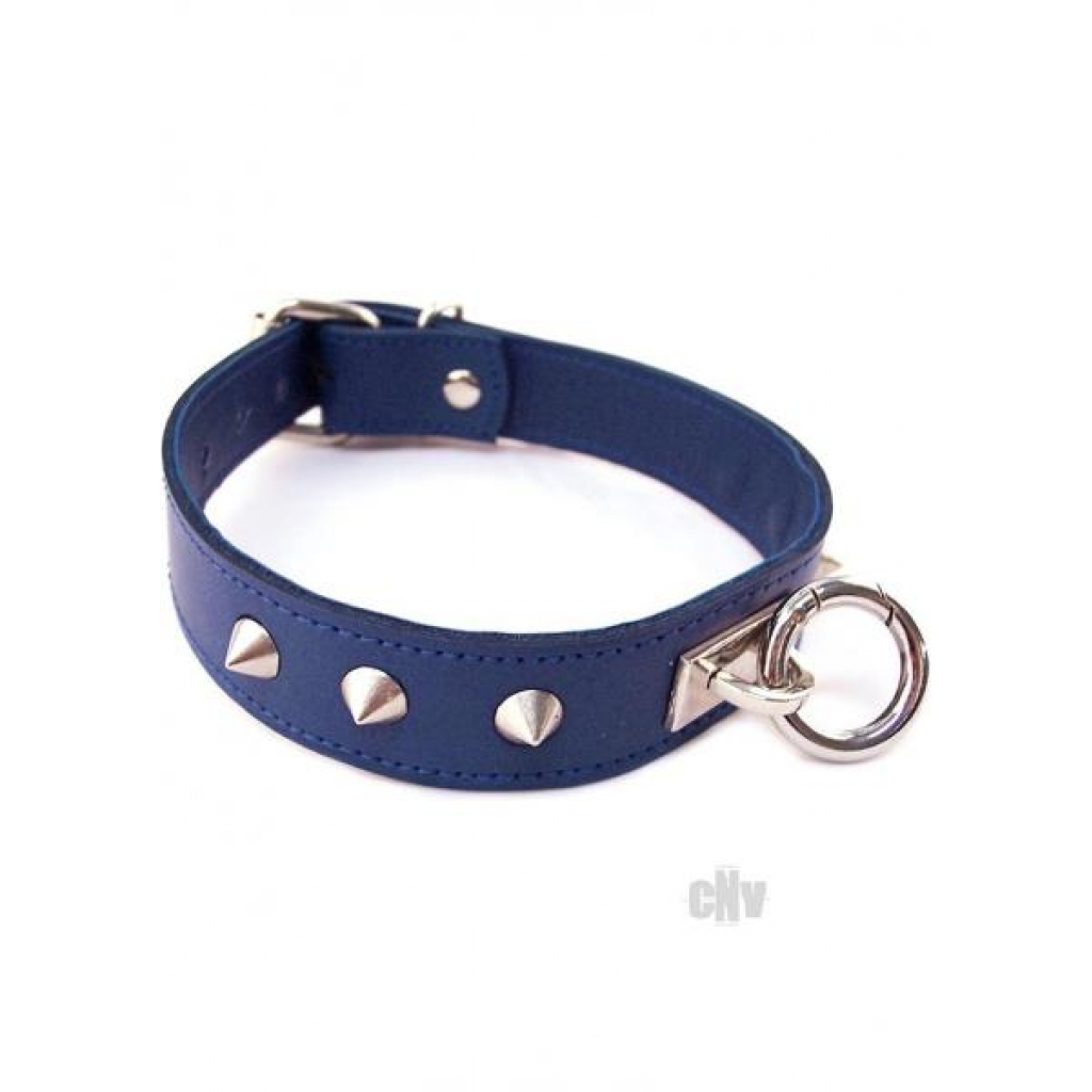 Rouge O Ring Studded Collar Blue - Rouge Garments