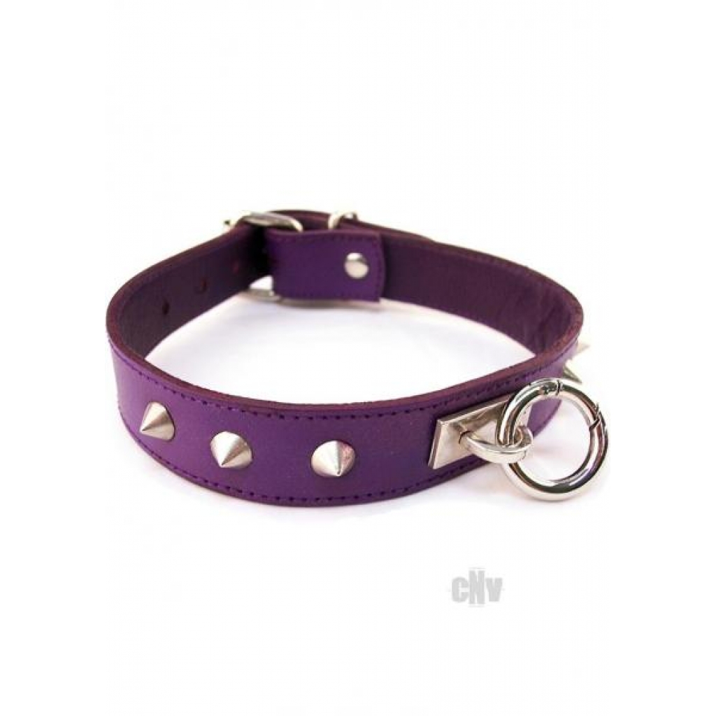 Rouge O Ring Studded Collar Purple - Rouge Garments