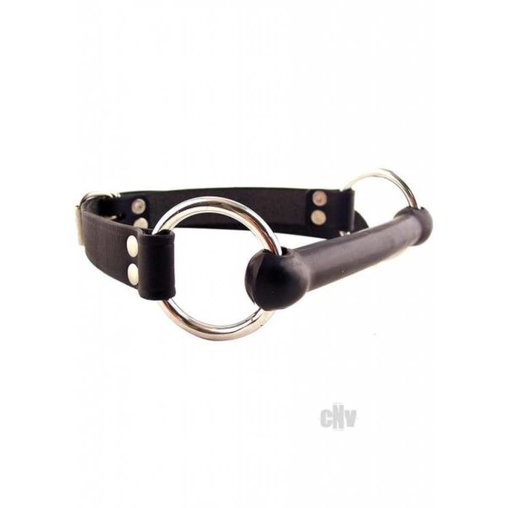 Rouge Leather O-Ring Rod Gag Black - Rouge Garments