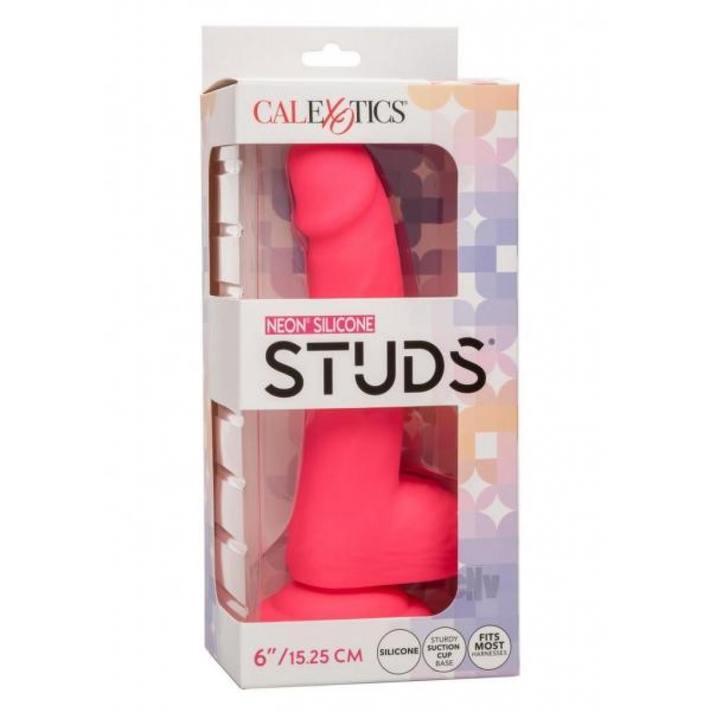 Neon Silicone Studs 6 Dildo Pink - California Exotic Novelties, Llc