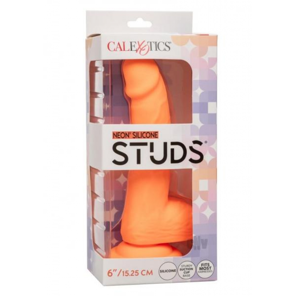 Neon Silicone Studs 6 Dildo Orange - California Exotic Novelties, Llc