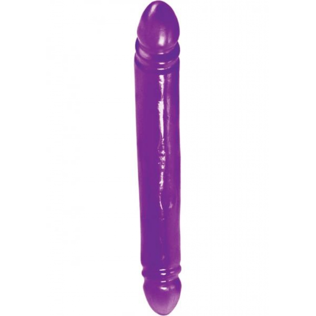 REFLECTIVE GEL SERIES SMOOTH DOUBLE DONG 12 INCH PURPLE - Cal Exotics