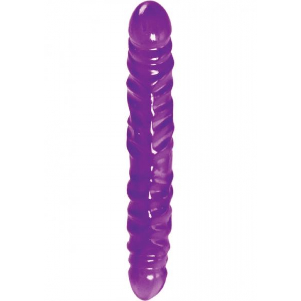 Reflective Gel Veined Double Dong 12 inches Purple - Cal Exotics