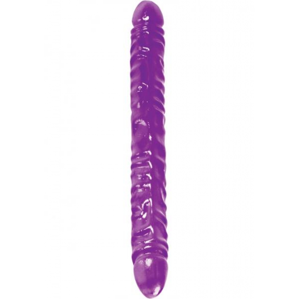 REFLECTIVE GEL SERIES VEINED DOUBLE DONG 18 INCH PURPLE - Cal Exotics