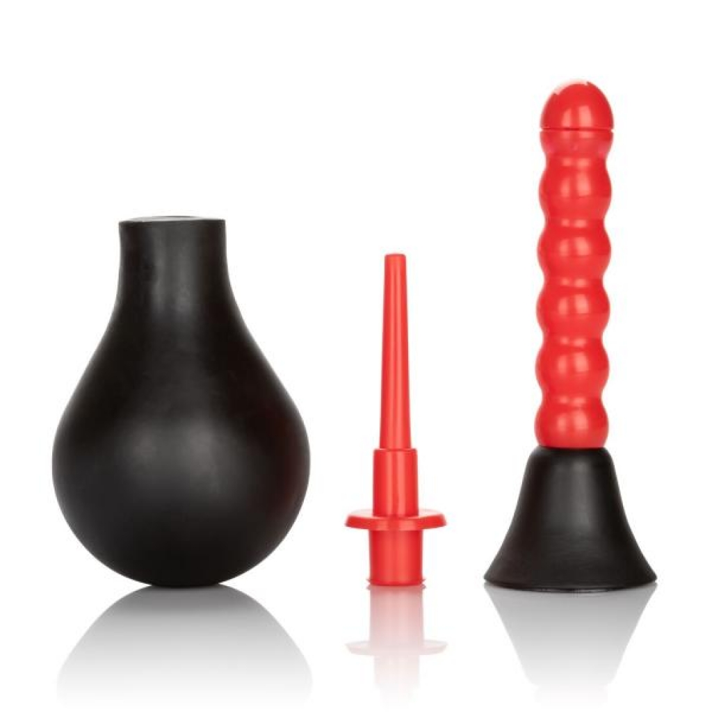 Ribbed Anal Douche Black Red - Cal Exotics