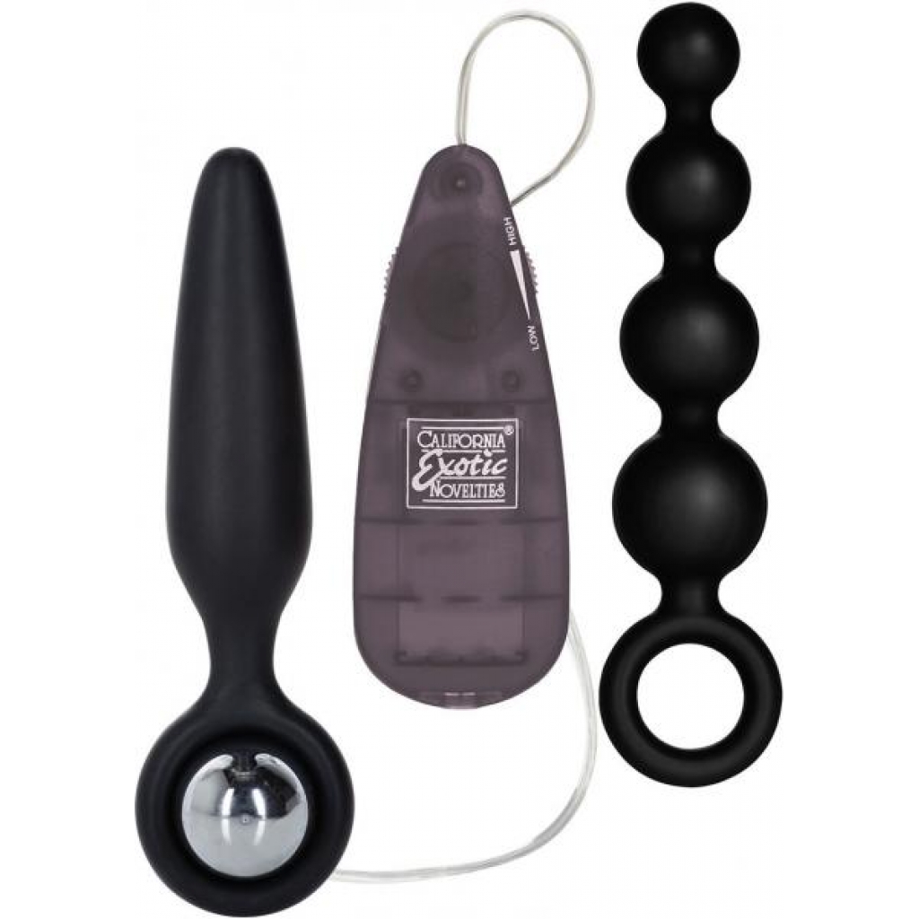 Booty Call Booty Vibro Kit Silicone Remote Control Anal Probes Black 2Each - Cal Exotics