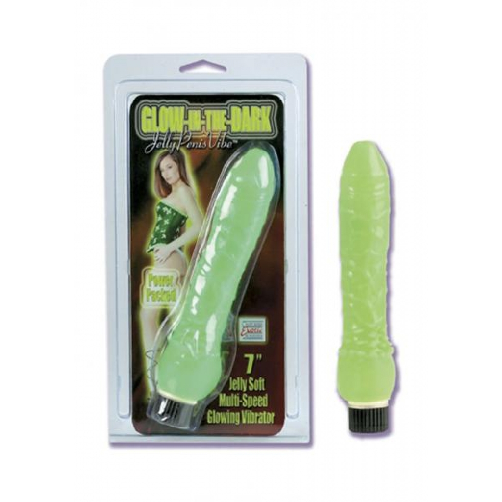 GLOW IN THE DARK JELLY PENIS VIBE 7 INCH GREEN - Cal Exotics