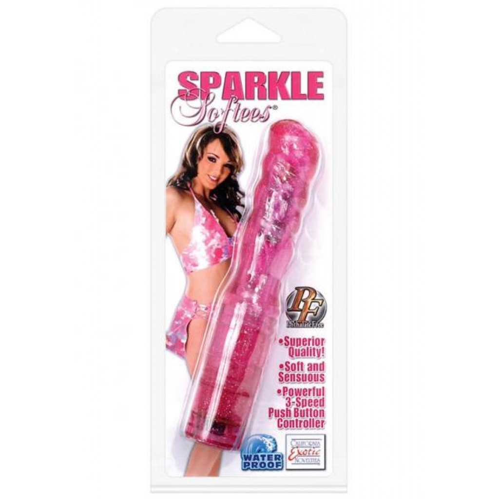 SPARKLE SOFTEES SWIRL GLITTERED MASSAGER WATERPROOF 5 INCH PINK - Cal Exotics