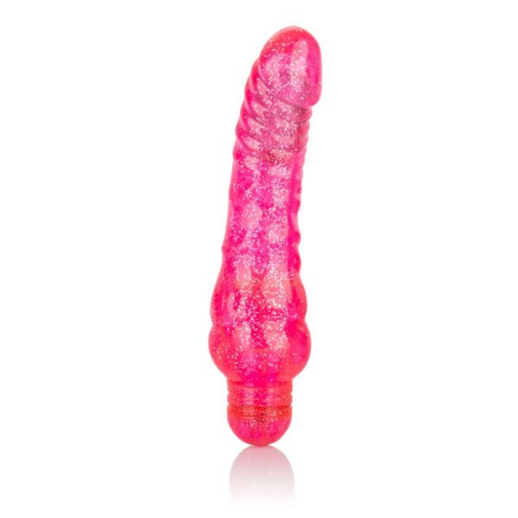 Sparkle Glitter Jack Pink Vibrating Dildo - Cal Exotics