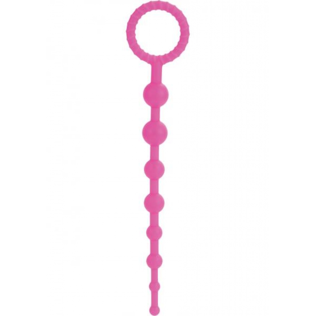 Booty Call X-10 Silicone Anal Beads Pink 8 Inch - Cal Exotics