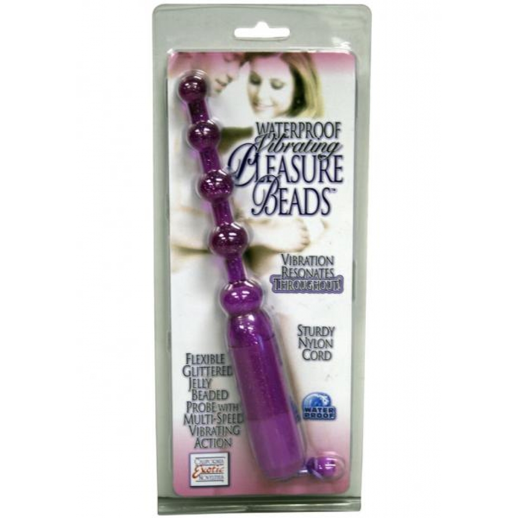 Waterproof Vibrating Pleasure Beads Glittered Probe 4.5 Inch Purple - Cal Exotics
