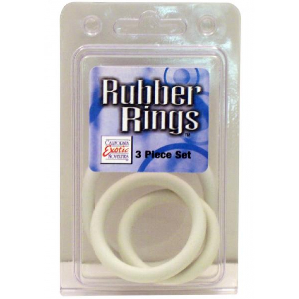 Rubber Cock Rings 3 Piece Set White - Cal Exotics