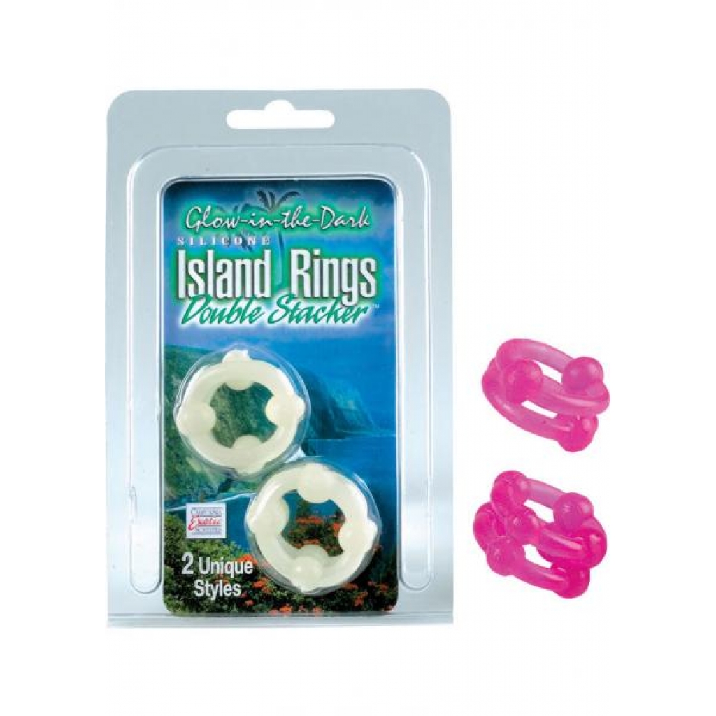 Island Rings Double Stacker Pink 2 Styles - Cal Exotics