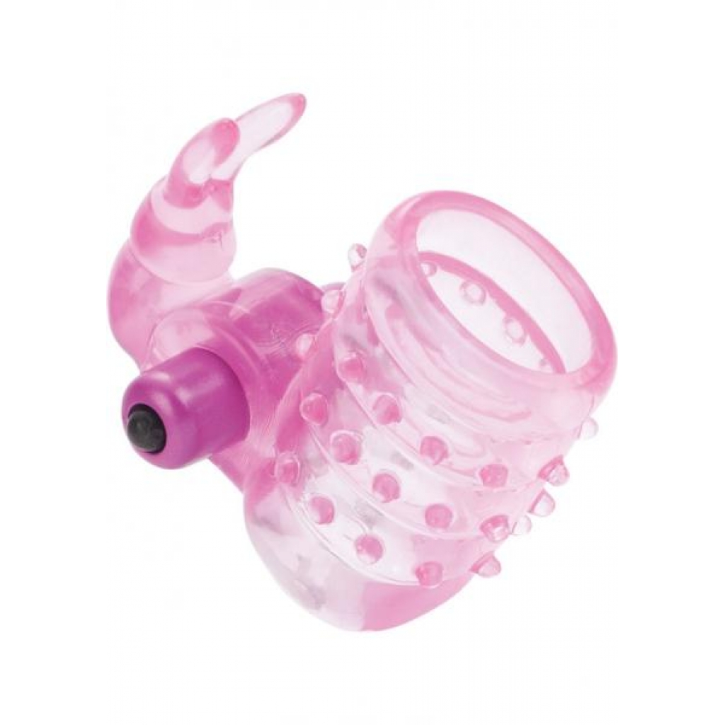 Basic Essentials Stretchy Vibrating Bunny Enhancer - Pink