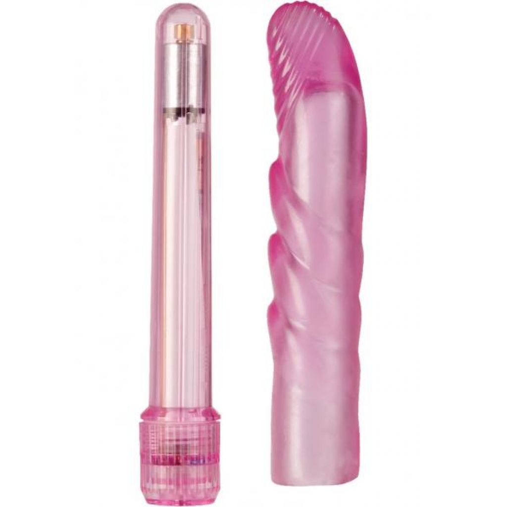 Slim Softee Waterproof Vibrator with Removable G Sleeve - Pink