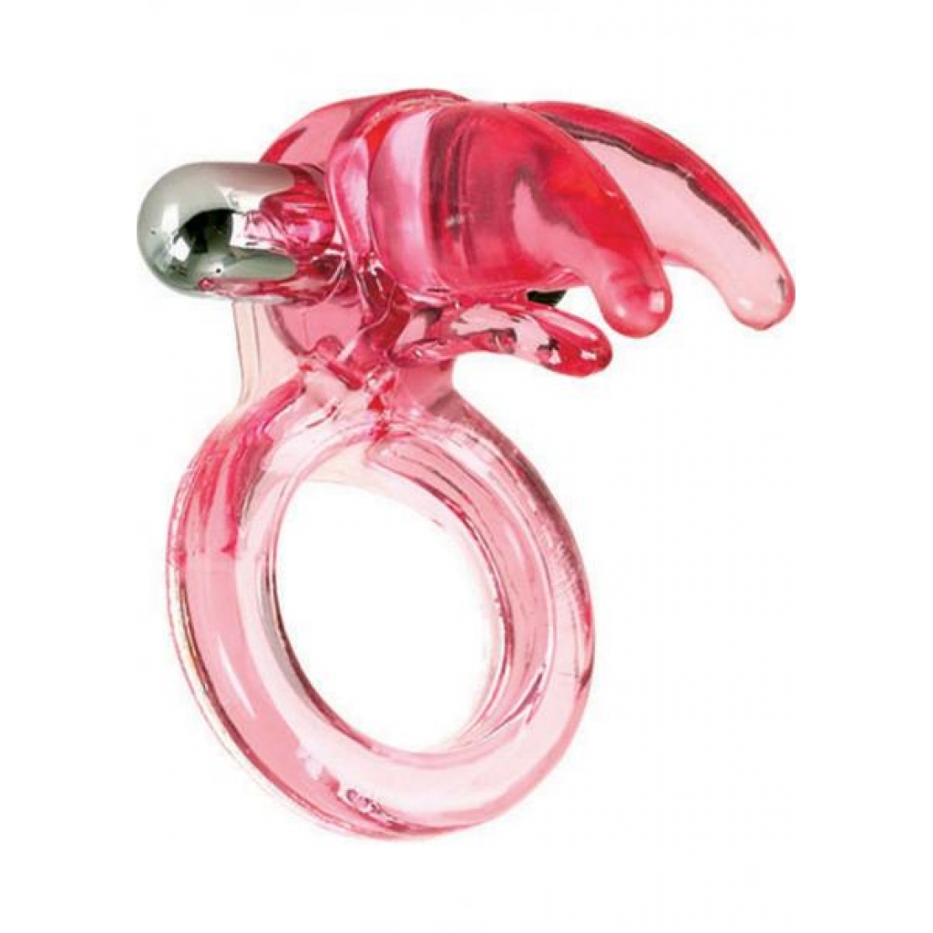 Triple Clit Flicker Cock Ring Red - Cal Exotics