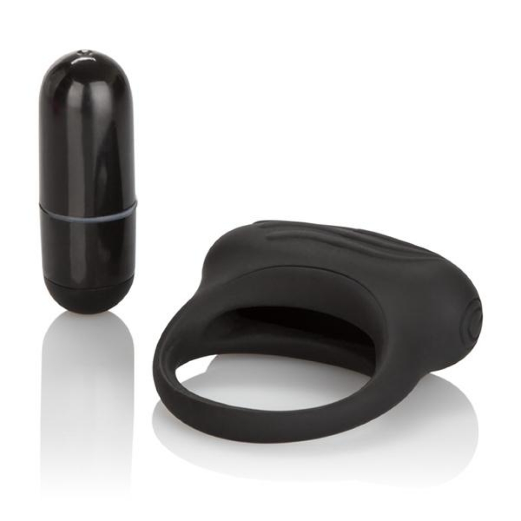 Luxurious Silicone Lovers Arouser - Black Vibrating Ring