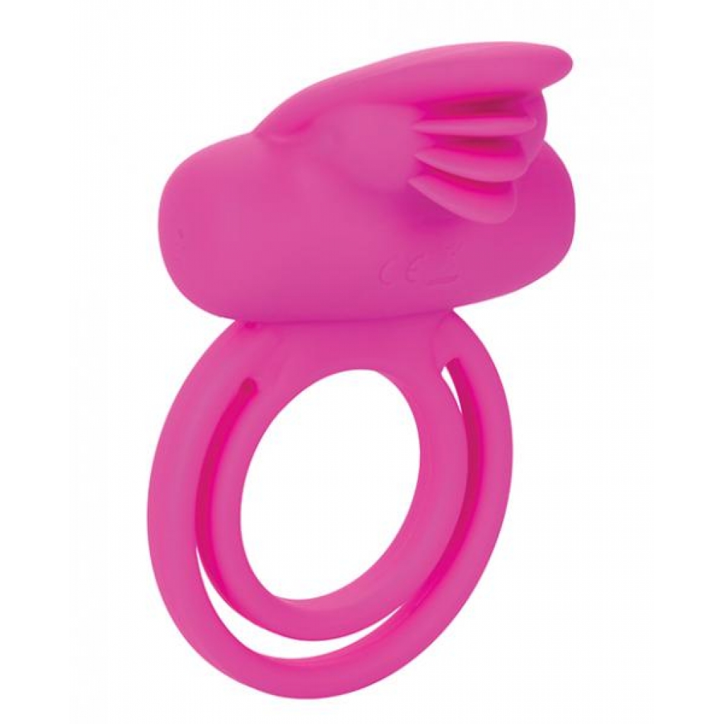 Dual Clitoral Flicker Enhancer Vibrating Cock Ring in Pink