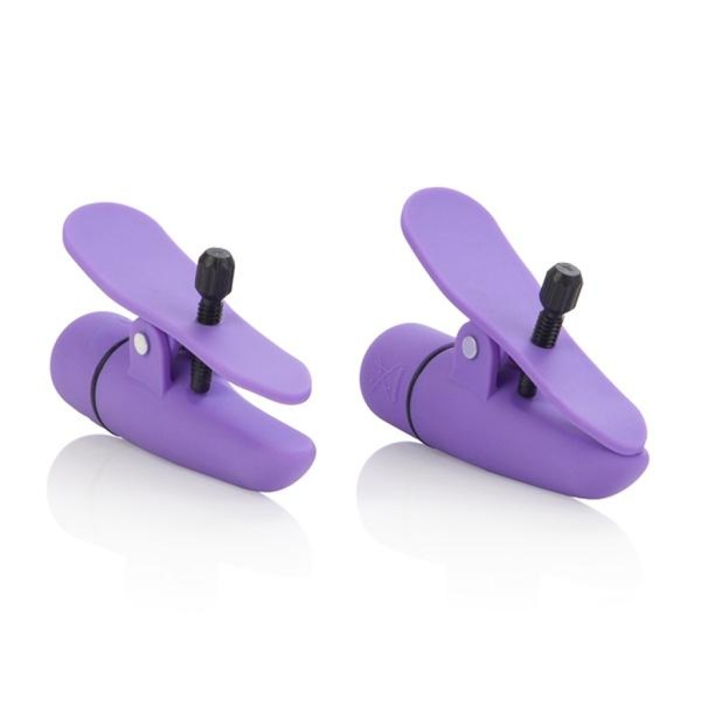 Vibrating Nipple Clamps - Purple Nipplettes