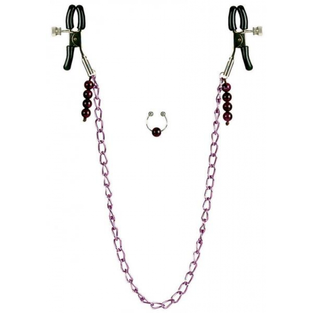 Adjustable Non-Piercing Nipple Clamps with Elegant Purple Chain