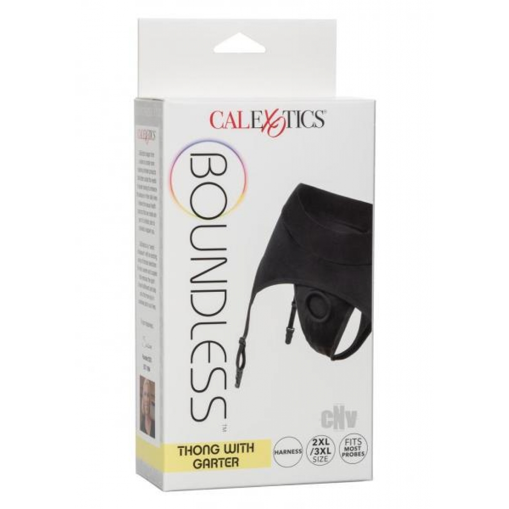 Boundless Thong with Garter - Black (2XL/3XL)