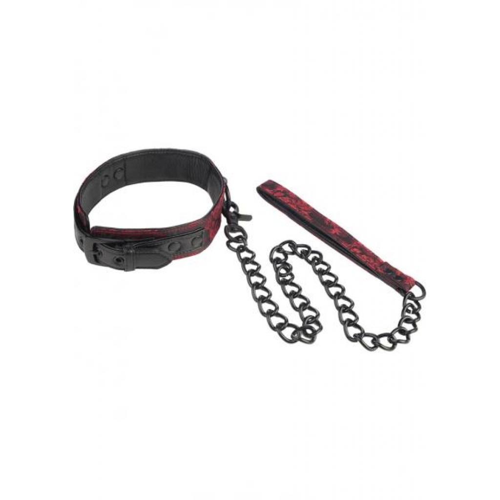 Scandal Collar With Leash Red Black O/S