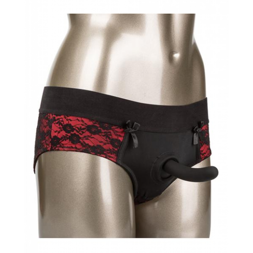 Scandal Crotchless Pegging Panty Set Red L/XL - Cal Exotics