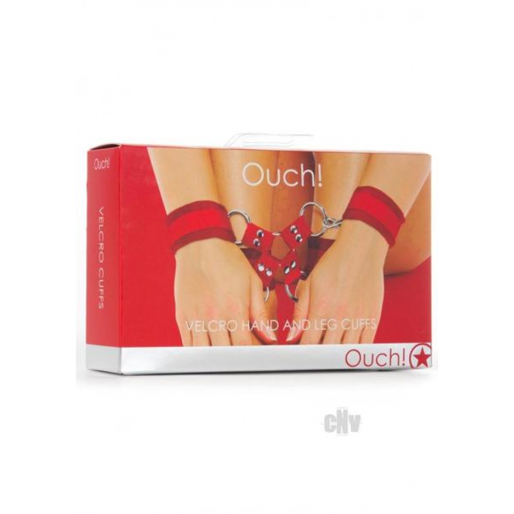 Ouch Velcro Hand/leg Cuffs Red - Shots America Llc