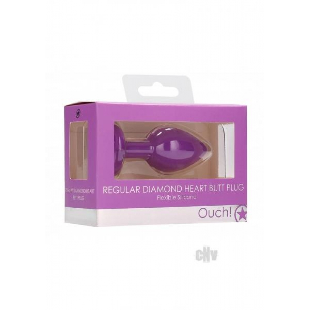 Ouch Diamond Heart Butt Plug Reg Purple - Shots America Llc