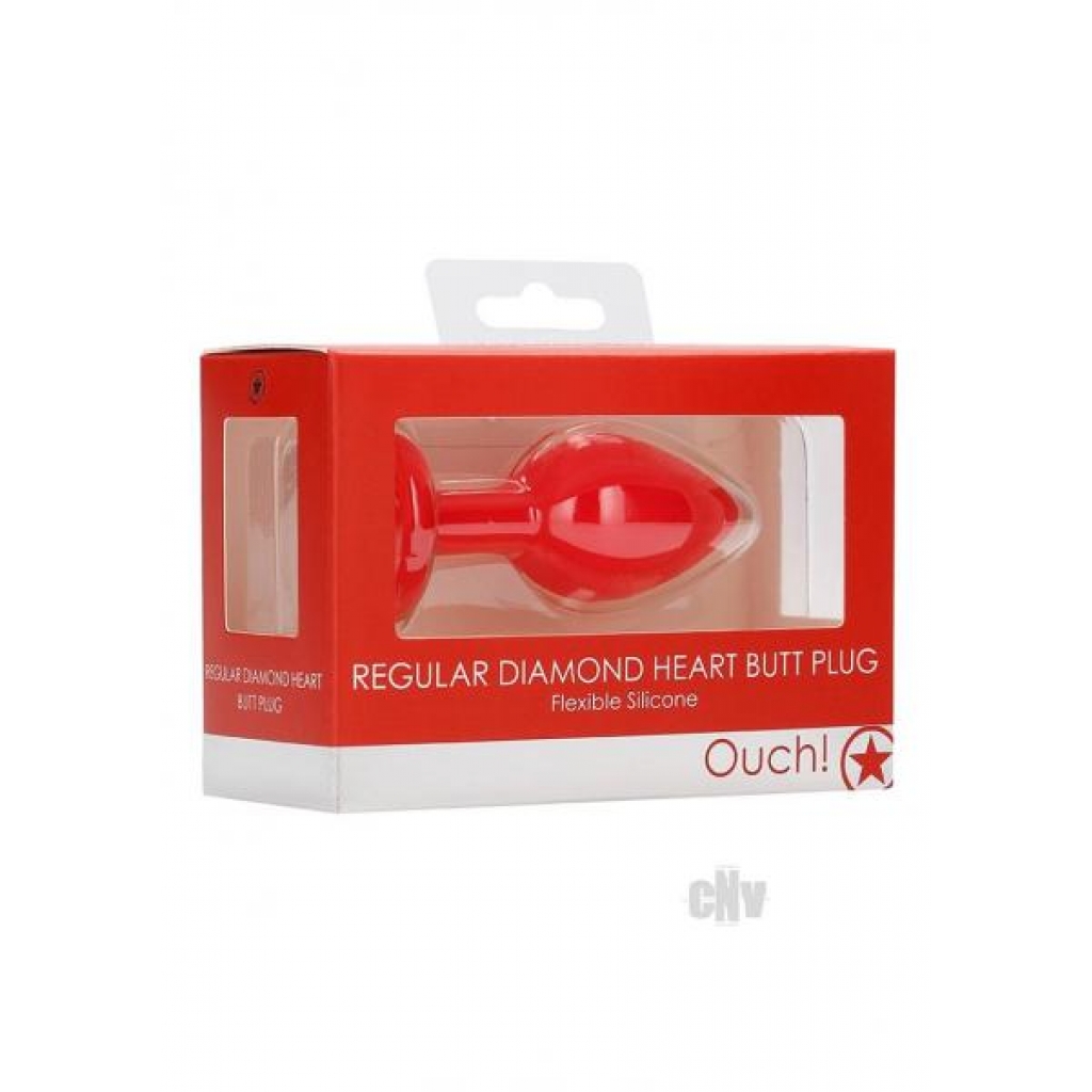 Ouch! Diamond Heart Butt Plug - Red for Passionate Play