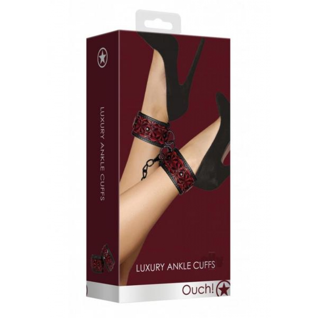 Ouch Luxury Ankle Cuffs Burgundy - Shots America Llc