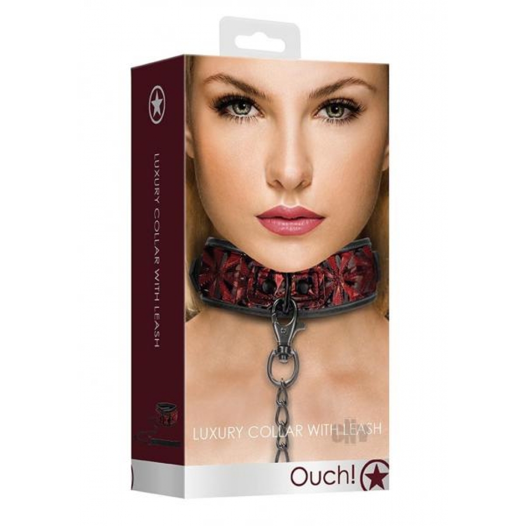 Ouch Luxury Collar W/leash Burgundy - Shots America Llc