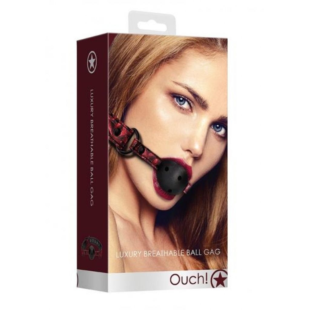 Ouch Luxury Breathable Ball Gag Burgundy - Shots America Llc