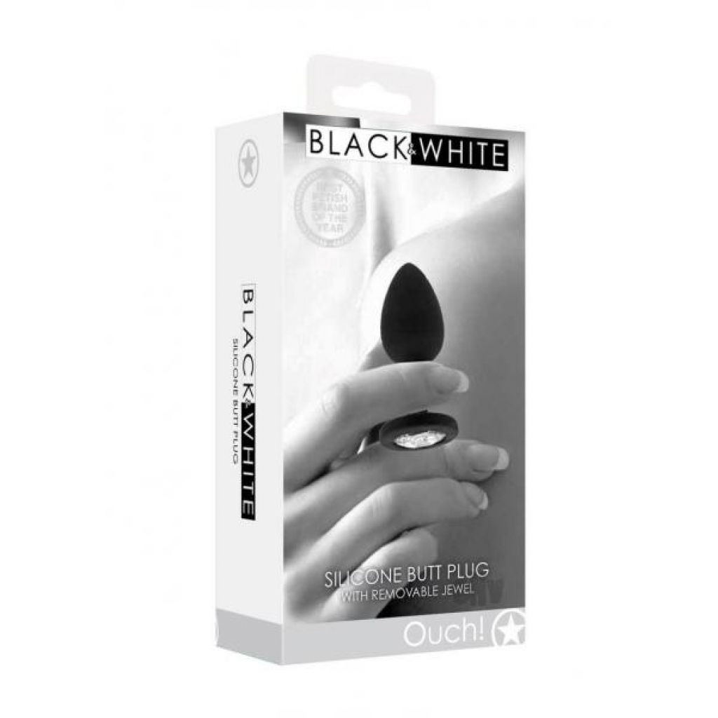 Ouch Silicone Butt Plug W/jewel Black - Shots America Llc