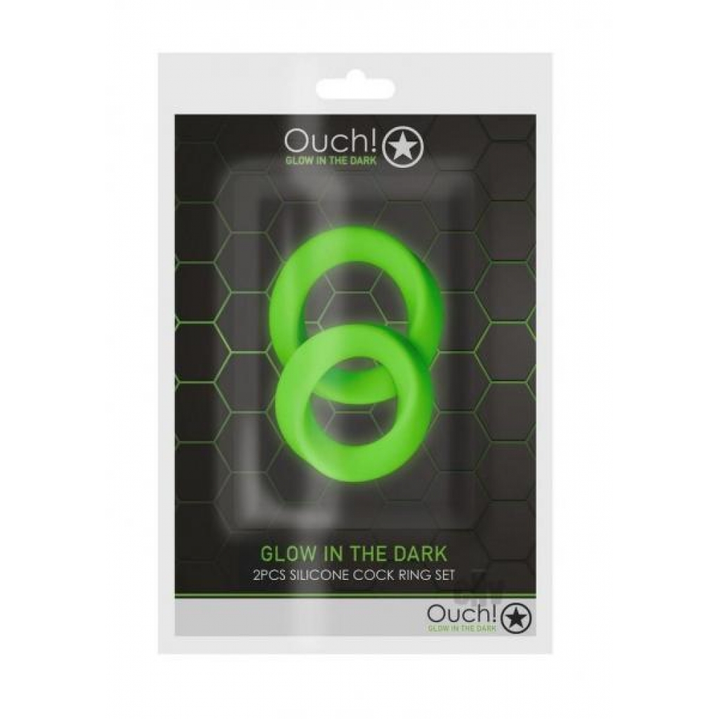 Ouch! Glow in the Dark Cock Ring Set - 2 Pieces