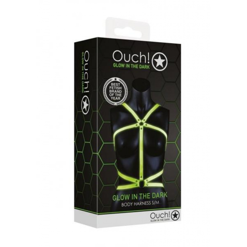 Ouch Body Harness Gitd S/m - Shots America Llc