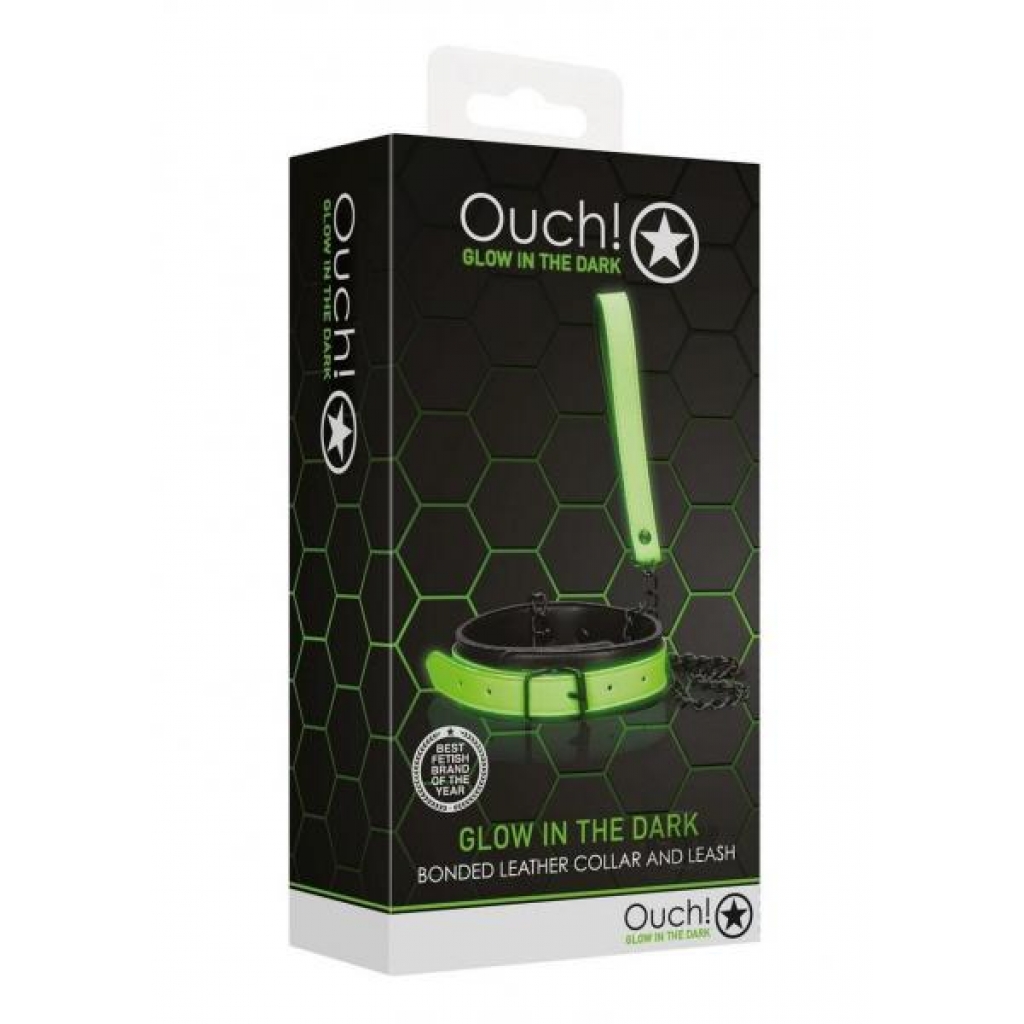 Ouch Glow in the Dark Collar Leash - Futuristic Bondage Accessory