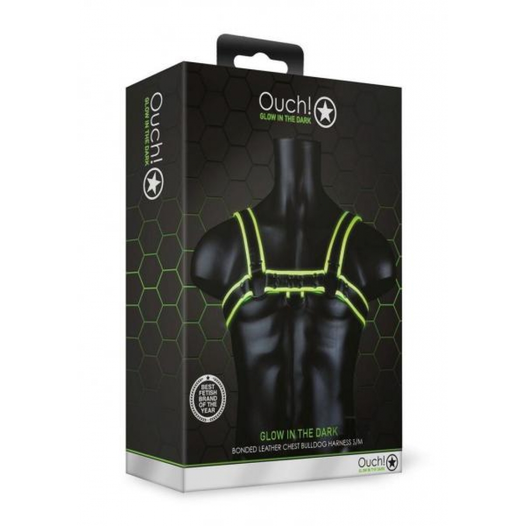 Ouch Chest Bulldog Harness S/m Gitd - Shots America Llc