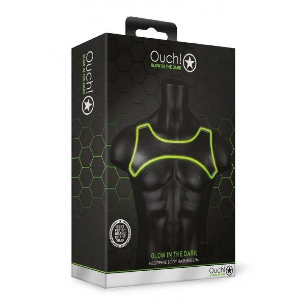 Ouch Neoprene Harness S/m Gitd - Shots America Llc