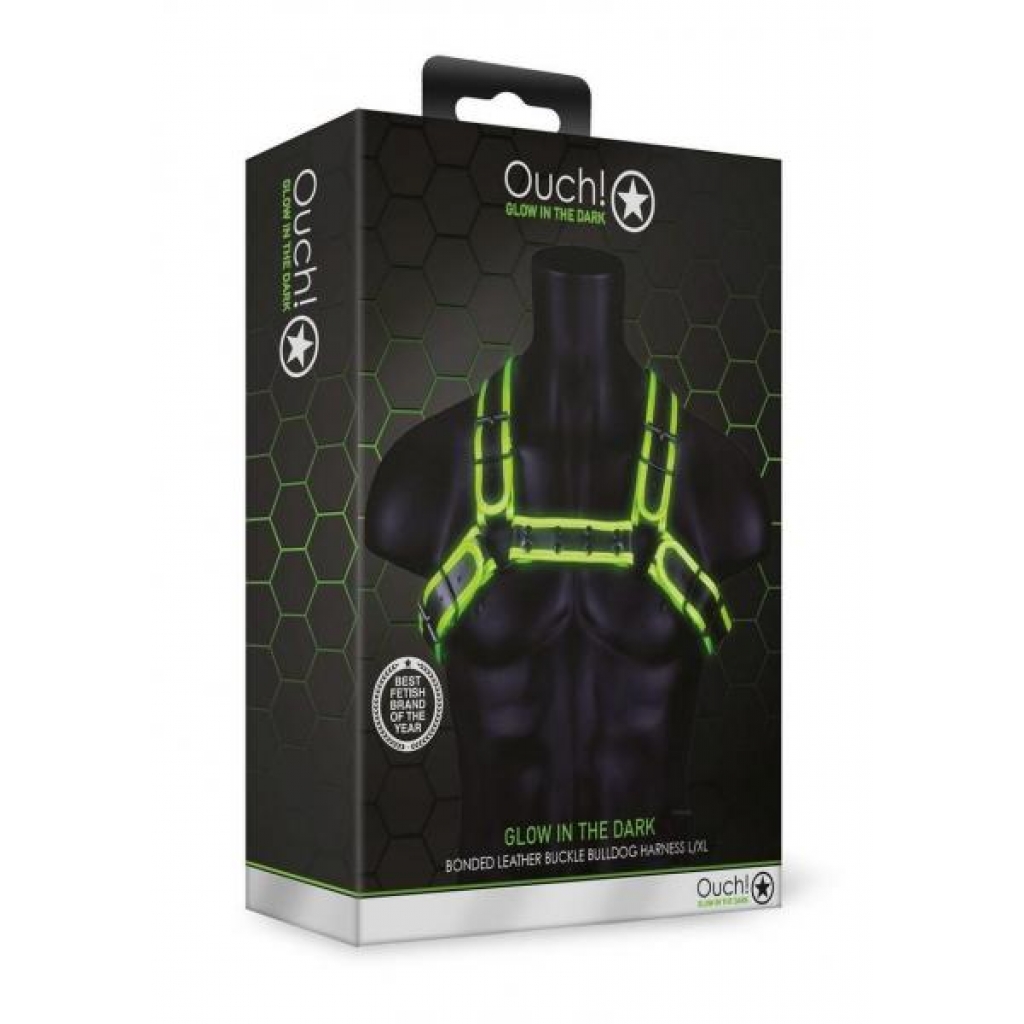 Ouch Buckle Bulldog Harness L/XL - Glow in the Dark