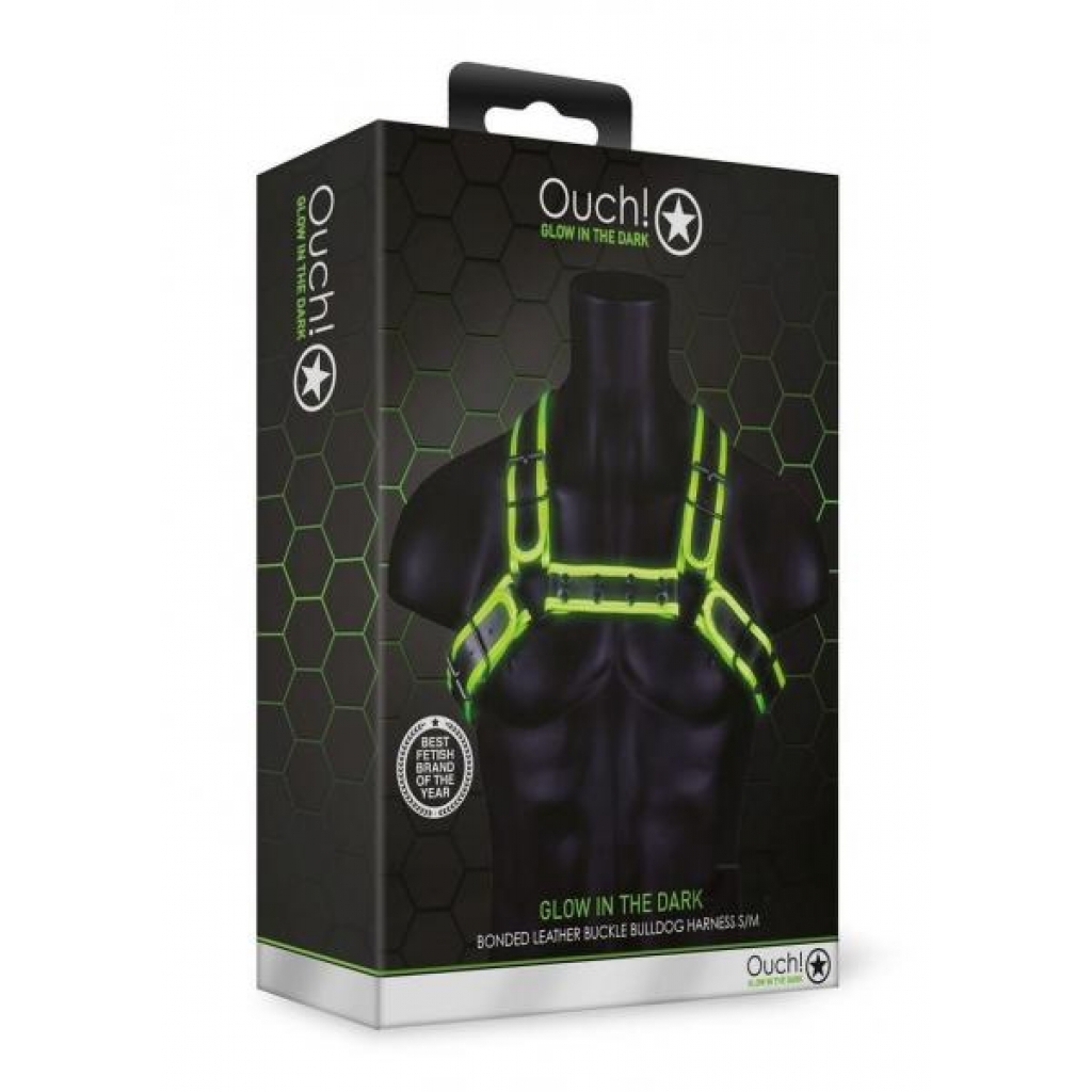 Ouch Buckle Bulldog Harness S/m Gitd - Shots America Llc