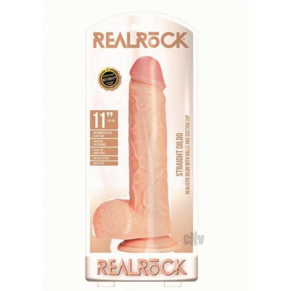 Realrock Realistic Straight Dildo with Balls - Vanilla