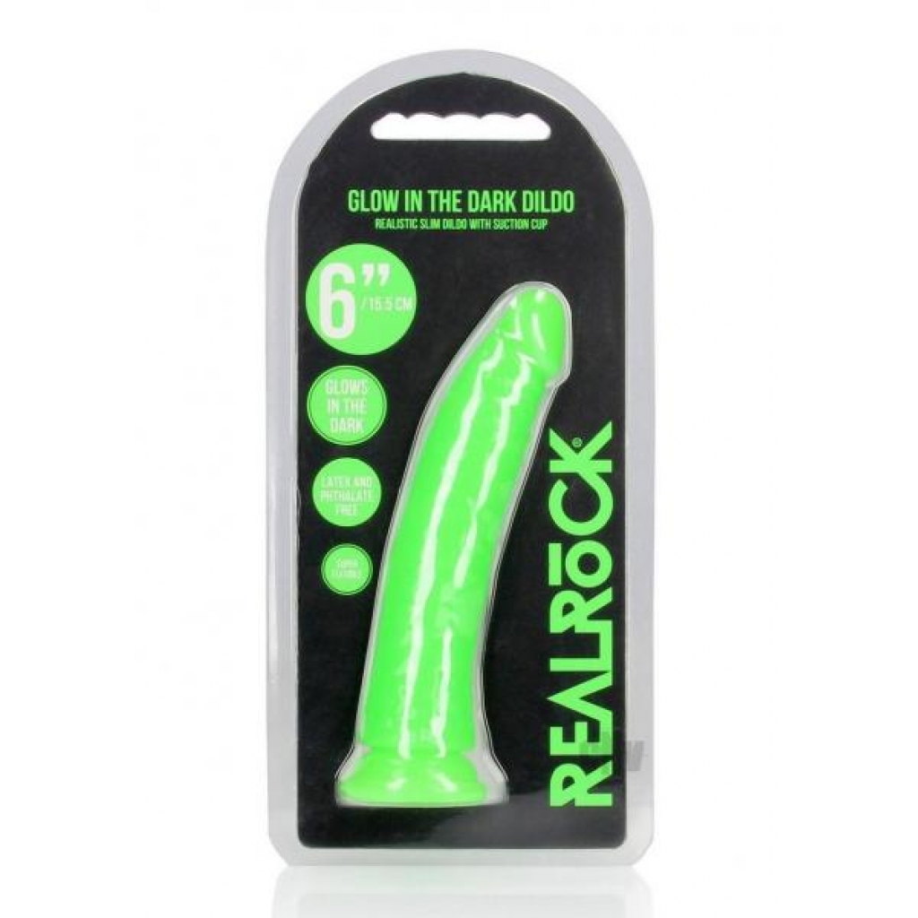 Realrock Slim Dildo 6 Gitd Green - Shots America Llc