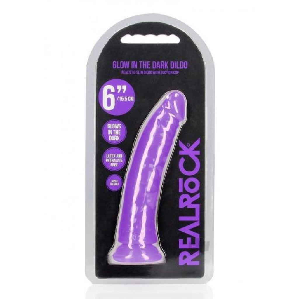 Realrock Slim Dildo 6 Gitd Purple - Shots America Llc