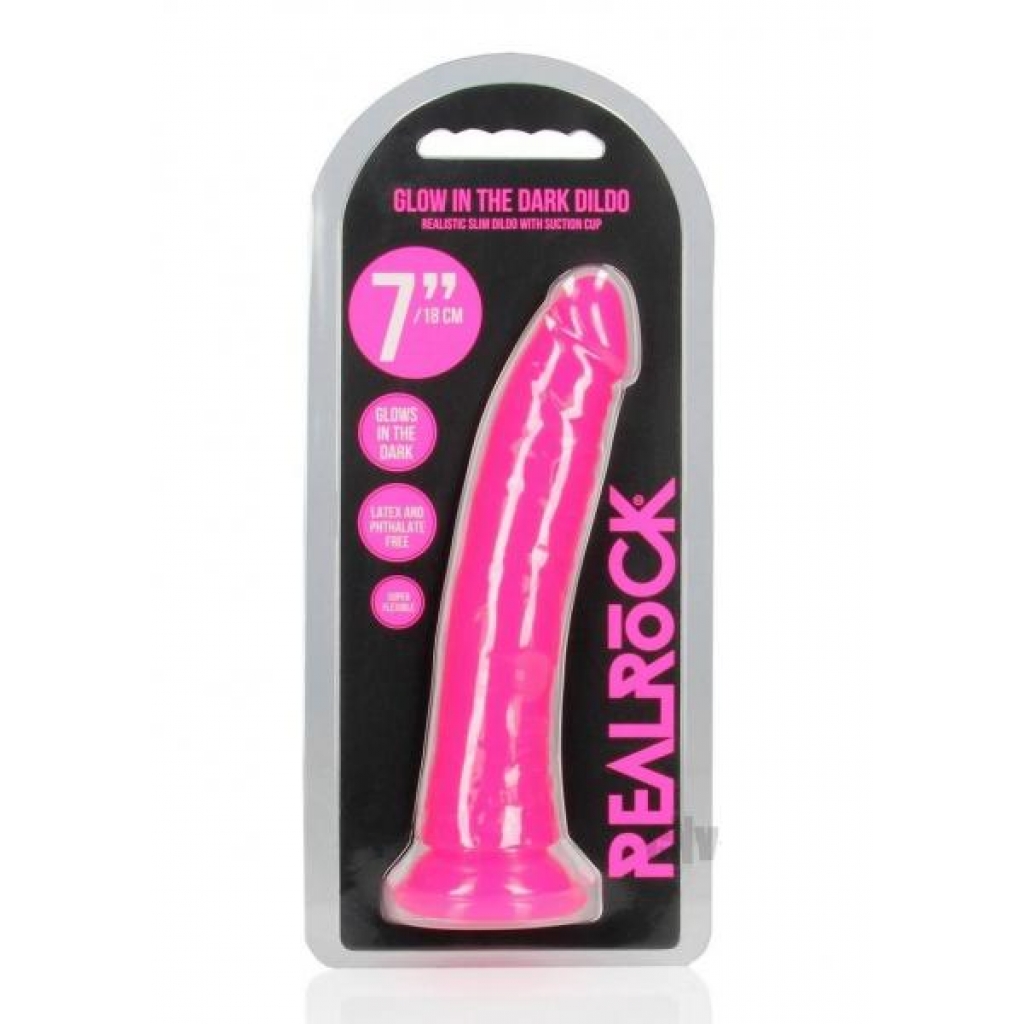 Realrock Slim Glow-In-The-Dark Dildo - Pink