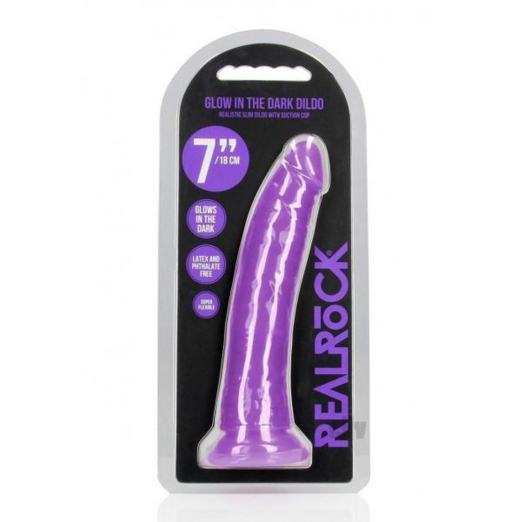 Realrock Slim Dildo 7 Gitd Purple - Shots America Llc