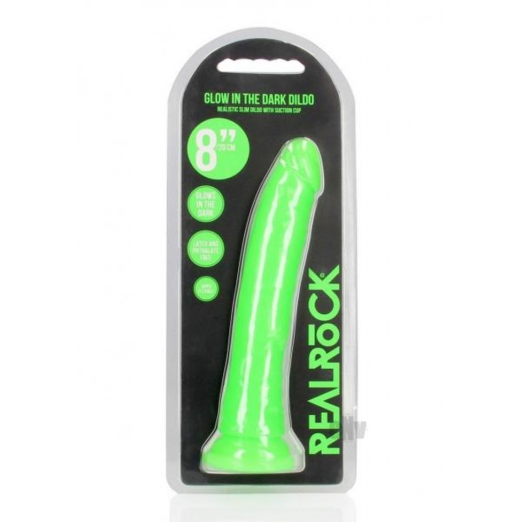 Realrock Slim Dildo 8 Gitd Green - Shots America Llc